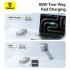 Baseus Free2Pull 20000mAh Power Bank with Built-in Retractable Type-C Cable for Laptop - 65W Fast Charging, Digital Display - Silver